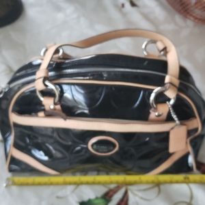 COACH F20065 Peyton Black and Tan Embossed Leather